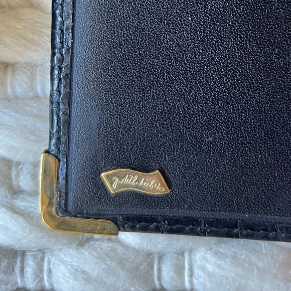 Judith Leiber Black Snakeskin Embossed Long Lady Leather Continental Wallet VTG - Picture 6 of 10